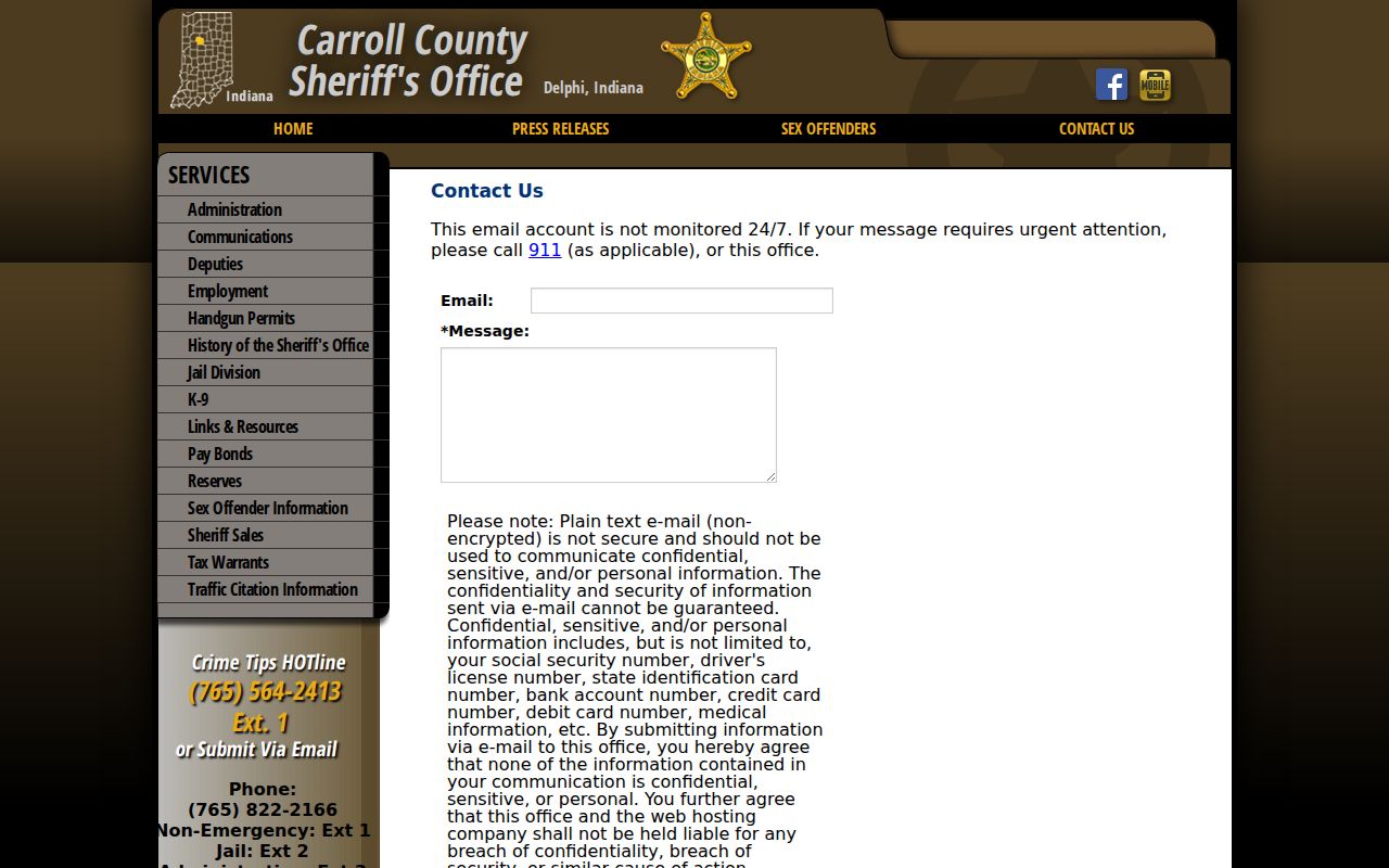 Carroll County warrant lookup sheriff contacts